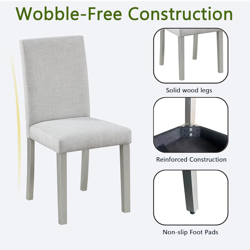 Dining Chairs Set of 2, Modern Kitchen & Dining Room Chairs, Upholstered Linen Cushion Seat and Rubber Wood Legs