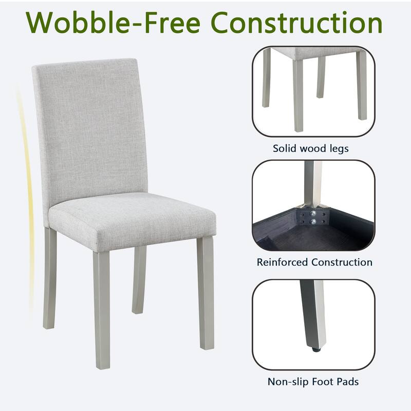 White Dining Chairs Set for 4, Kitchen Chair with Padded Seat, Side Chair for Dining Room