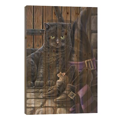 Trouble And Squeak Print On Wood by Lisa Parker - Multi-Color