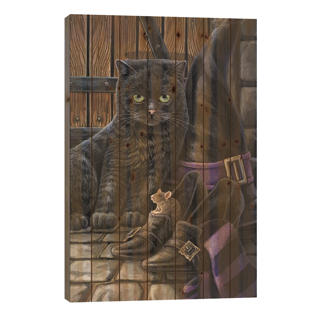 Trouble And Squeak Print On Wood by Lisa Parker - Multi-Color
