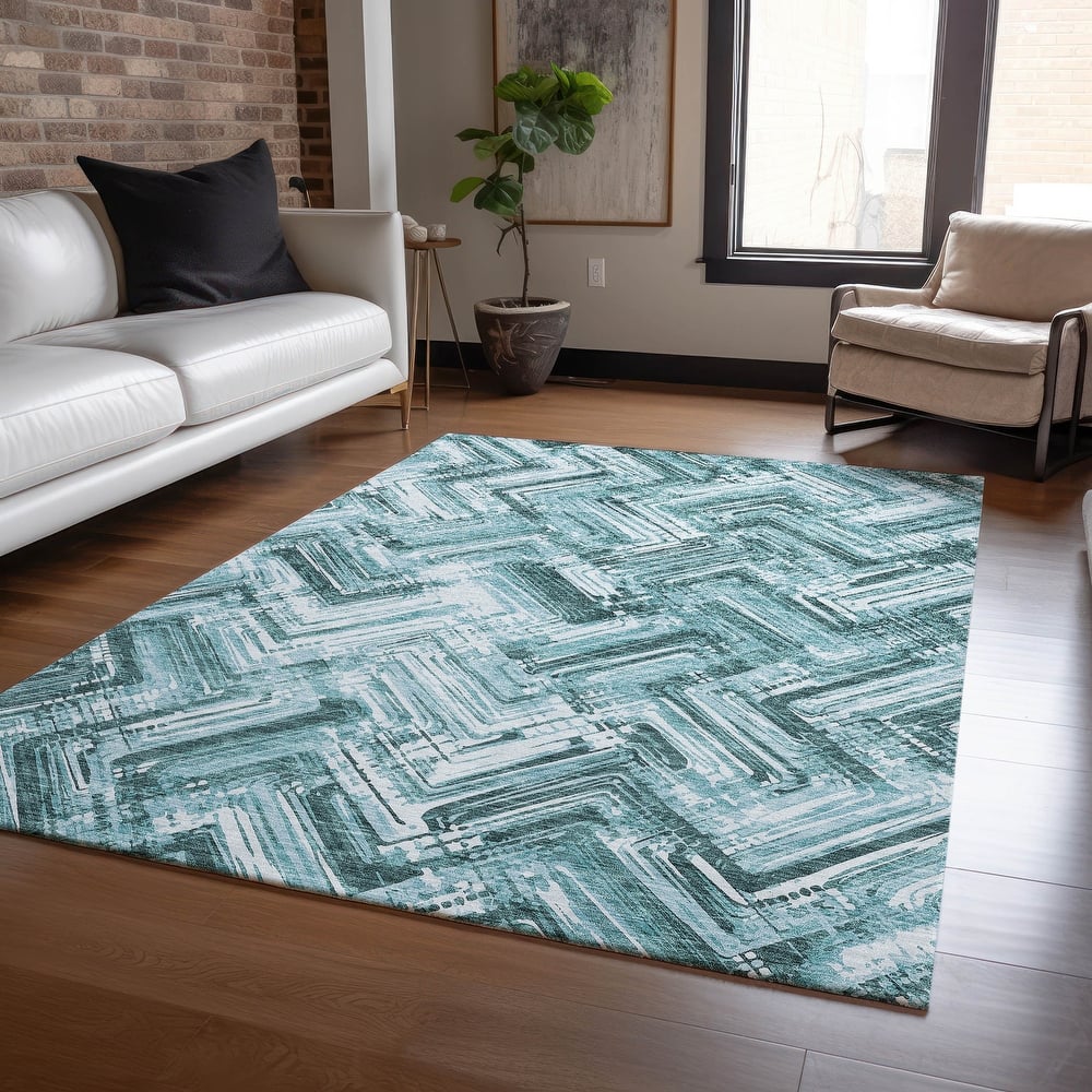 Machine Washable Indoor/ Outdoor Chantille Modern Chevron Rug