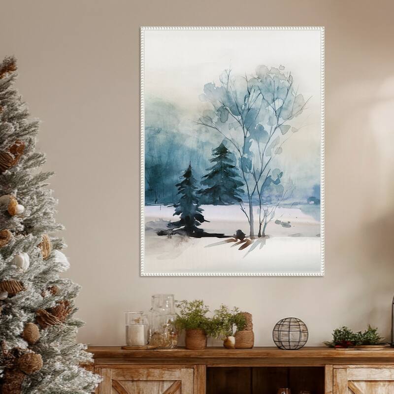 Dusty Blue II by Isabelle Z Framed Canvas Wall Art Print - Sylvie Beaded White