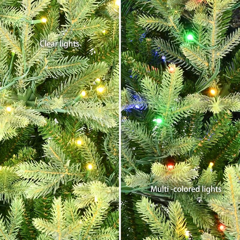 Puleo International 7.5 ft. Pre-Lit Miracle Shape Alberta Spruce Artificial Christmas Tree