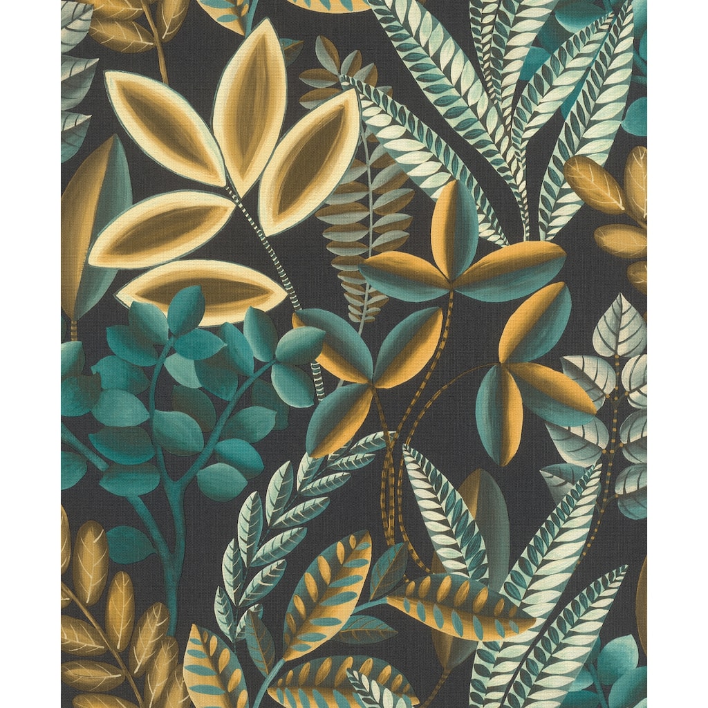Rasch Liani Black Painterly Botanical Wallpaper