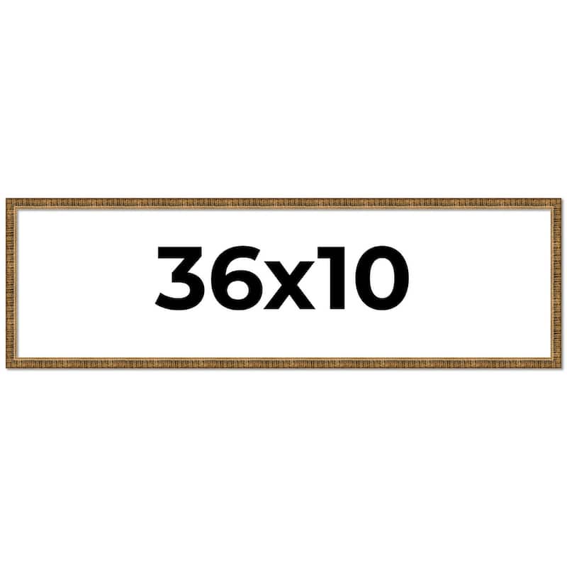 36x10 Frame Black Real Wood Picture Frame Kingsley Gold Distressed Photo Frame with UV Acrylic Foam Board Backing &