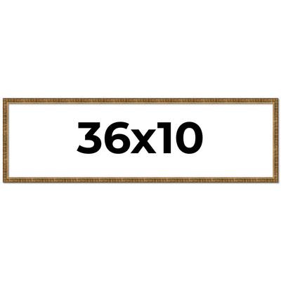 36x10 Frame Black Real Wood Picture Frame Kingsley Gold Distressed Photo Frame with UV Acrylic Foam Board Backing &