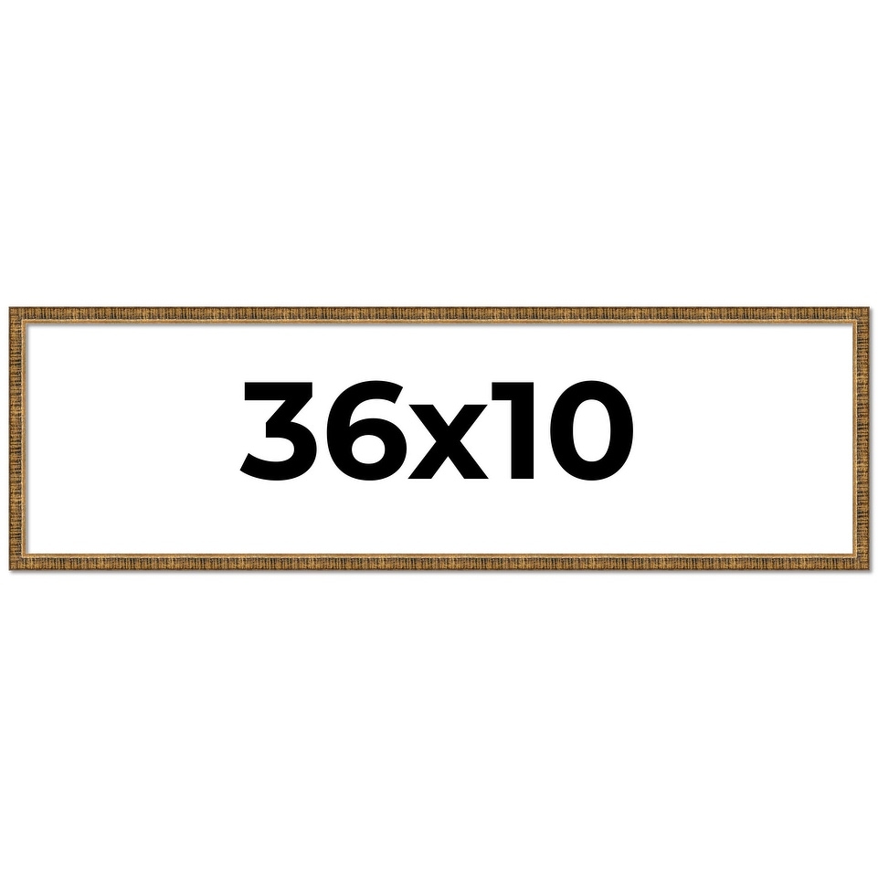 36x10 Frame Black Real Wood Picture Frame Kingsley Gold Distressed Photo Frame with UV Acrylic Foam Board Backing &