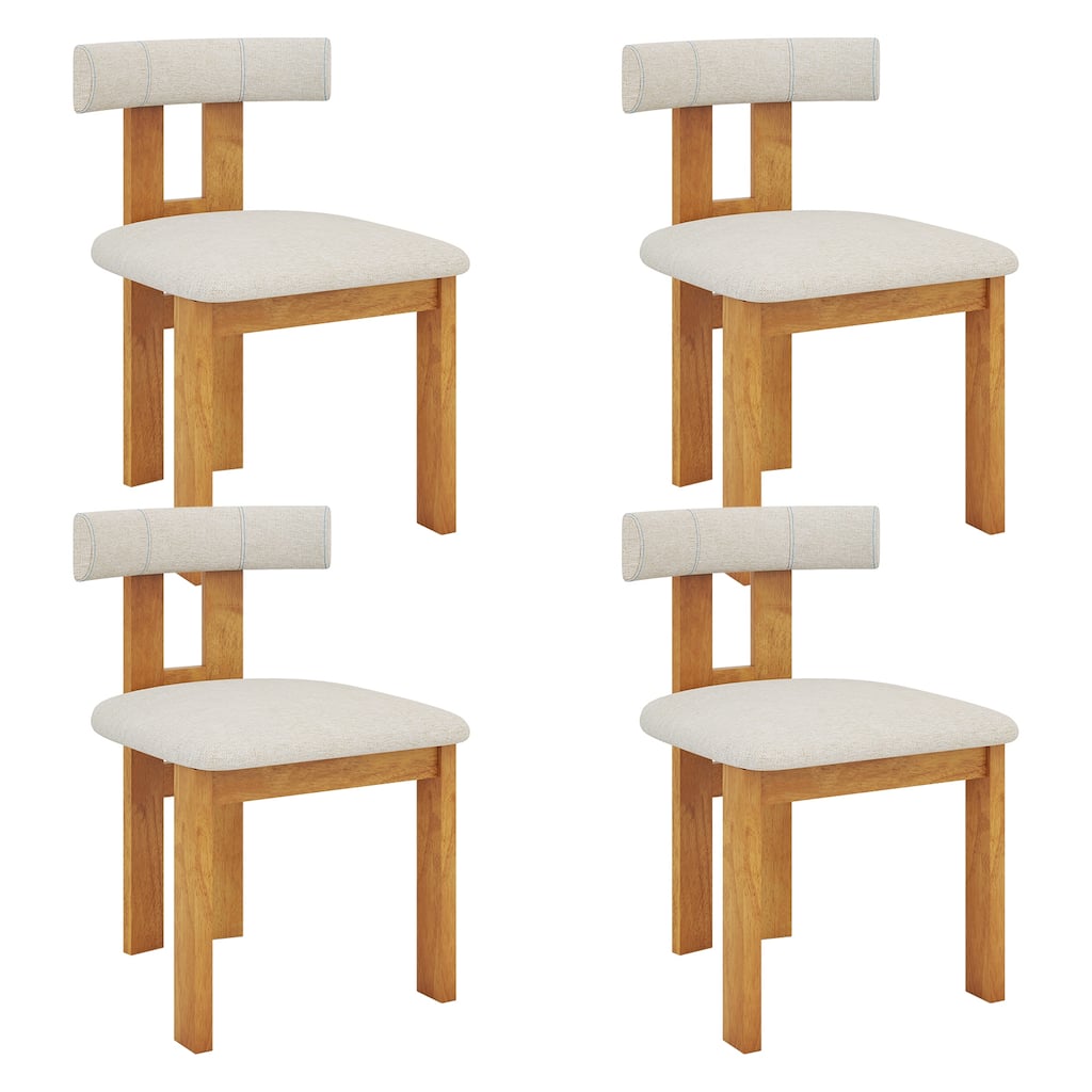 Gymax Dining Chair Set of 4 Upholstered Kitchen Chair w/ Padded Seat &