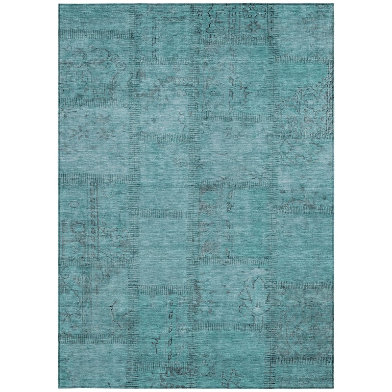 HomeRoots Patchwork Transitional Rectangle Outdoor Rug