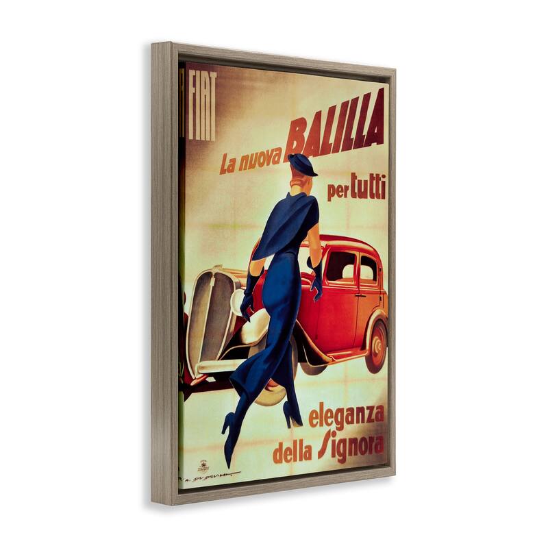 Stupell Antique Vehicle & Woman Advertisement Framed Floater Canvas Wall Art Design By Marcus Jules