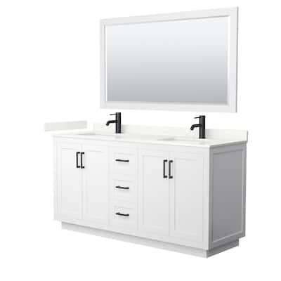 Miranda 66-inch Double Vanity, Quartz Top, 58-inch Mirror