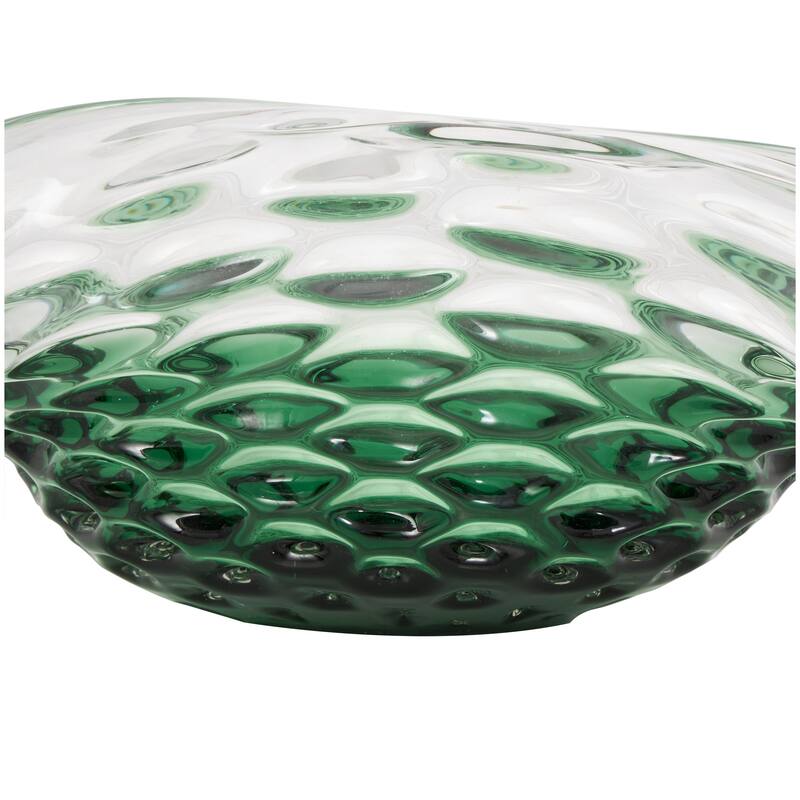 Black or Green Glass Handmade Abstract Wavy Ombre Decorative Bowl with Bubble Texturing