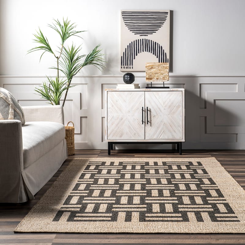 Nuloom Saskia Woven Stripes Jute Area Rug