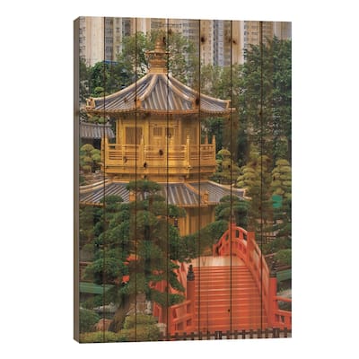 Golden Pavilion Of Absolute Perfection, Nan Lian Garden, Kowloon, Hong Kong, China Print On Wood by Michael DeFreitas