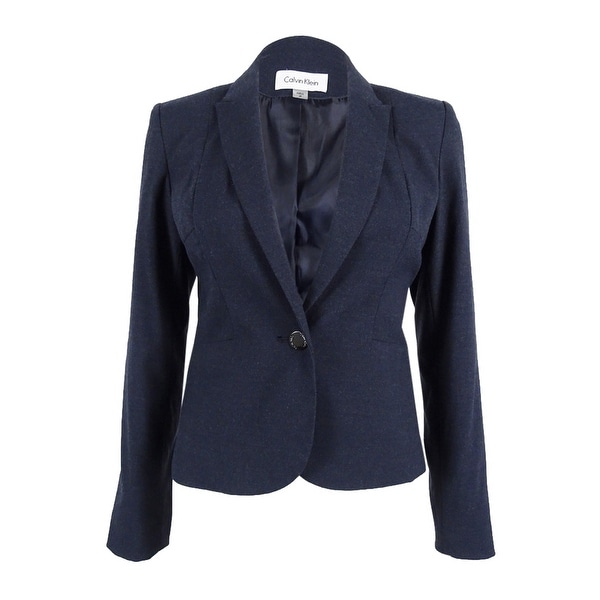 Calvin Klein Women's Petite Peaked 1-Button Blazer - Navy. Opens flyout.