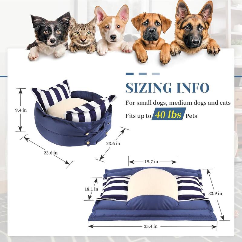 WOWMAX Calming Dog Bed For Medium Size Dogs, With Removable Washable Cover, Anti Anxiety Dogs Beds, With Non Slip Bottom