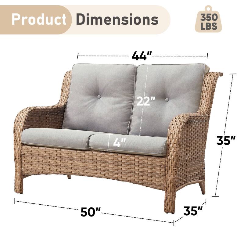Outdoor Patio Wicker Loveseat Sofa - 2-Seater Rattan Sofa