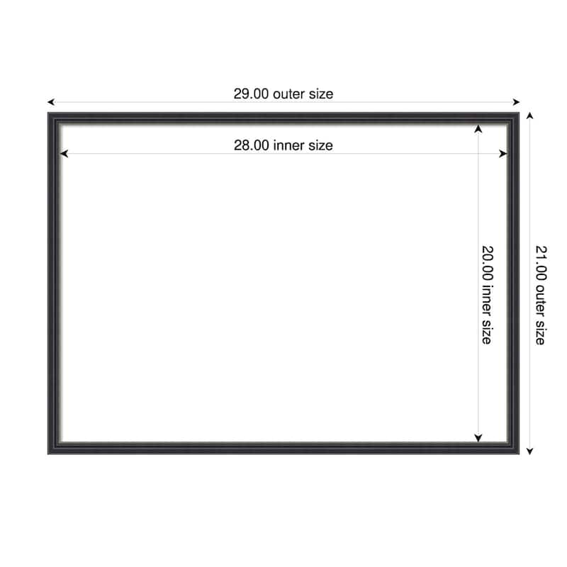 Amanti Art Stylish Black Narrow Framed Dry Erase Magnetic Board - 29 x 21 in