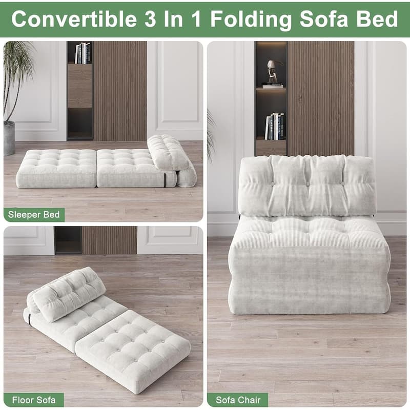 Portable Floor Folding Sofa Bed, Convertible Sleeper Chair for Living Room