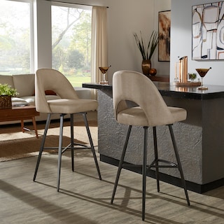 Presley Metal Fabric Swivel Bar Stools (Set of 2) by iNSPIRE Q Modern