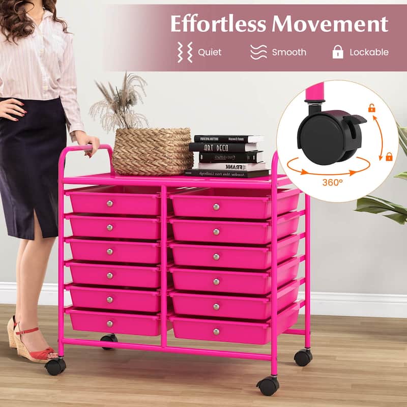Costway 12 Drawers Rolling Cart Storage Scrapbook Paper Studio - See Details