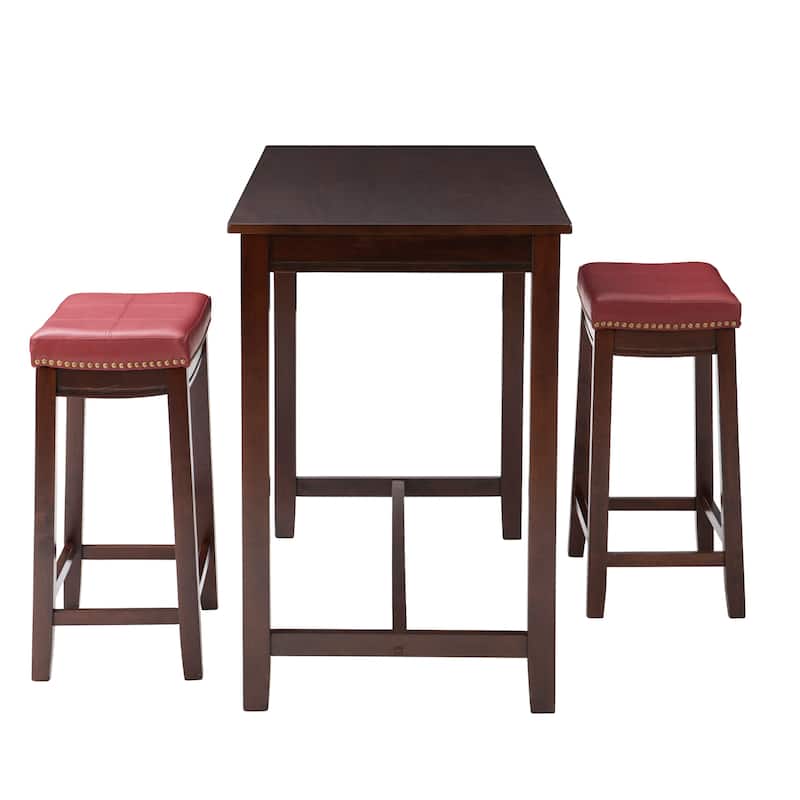3-Piece Counter Table and Stools - 47.25" - Brown and Red