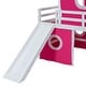 preview thumbnail 13 of 27, Playhouse Twin Size Loft Bed with Slide Pink Tent and Tower for Kids
