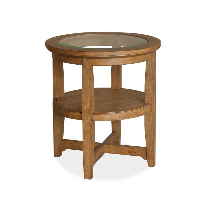 Magnussen Home Durant Honey Brown Shelf End Table - 22''W x 22''D x 24''H - 22''W x 22''D x 24''H