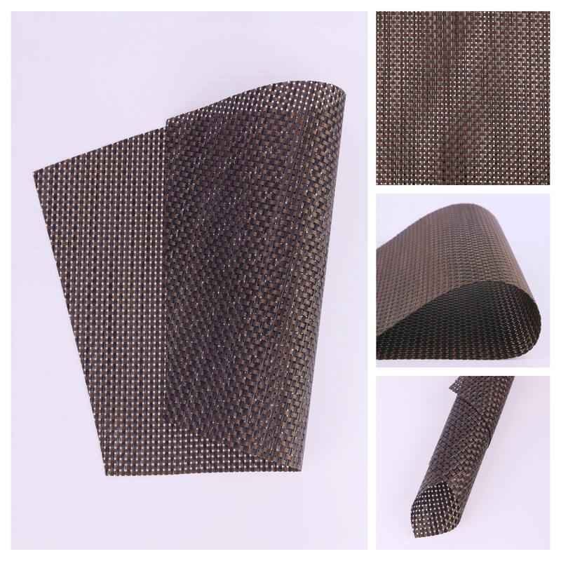 Placemats Set of 6 PVC Solid Placemats for Kitchen Dining Table Decor - 17*11.5Inch - Coffee