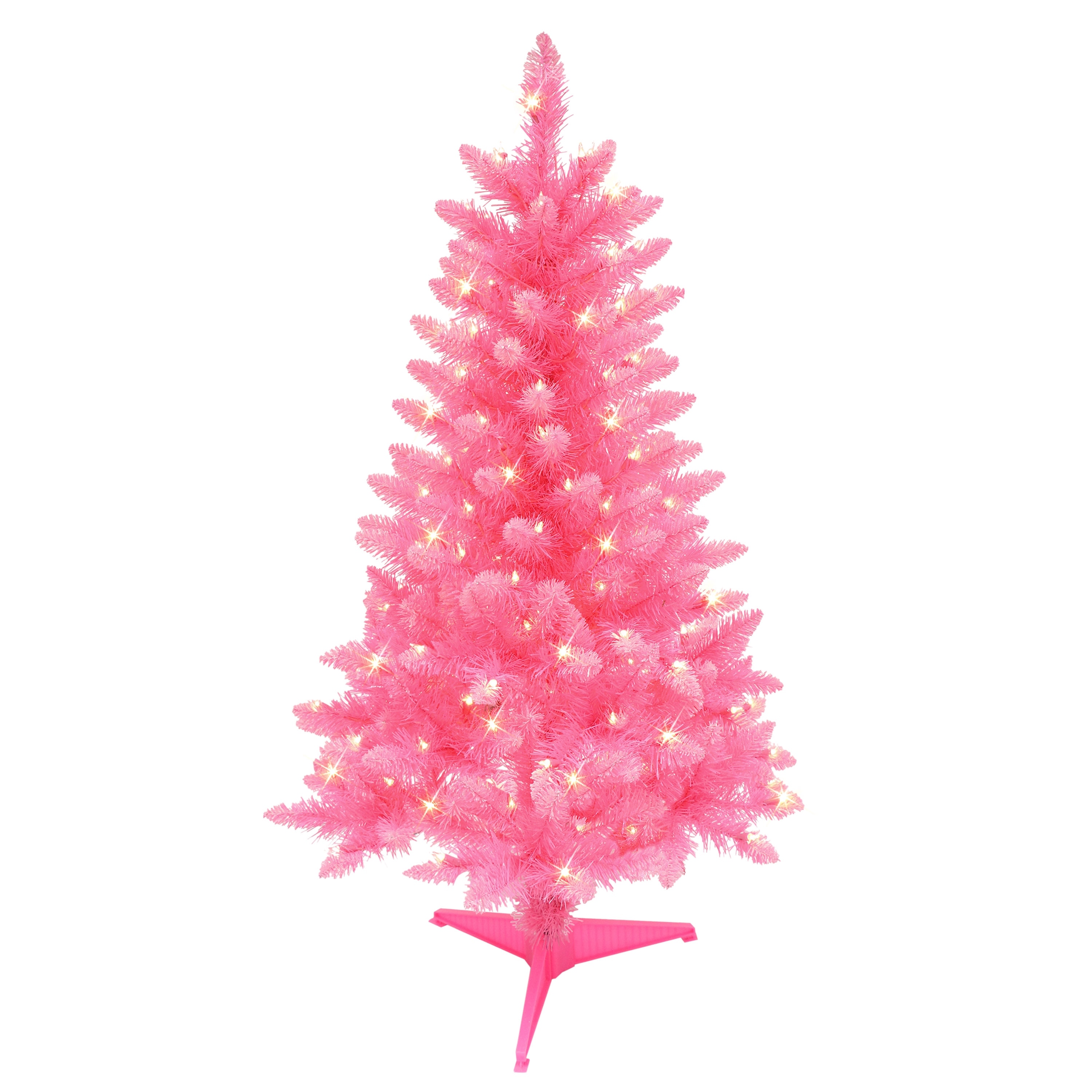 Puleo International 4' Pre-Lit Fashion Pink Pine Artificial Christmas Tree