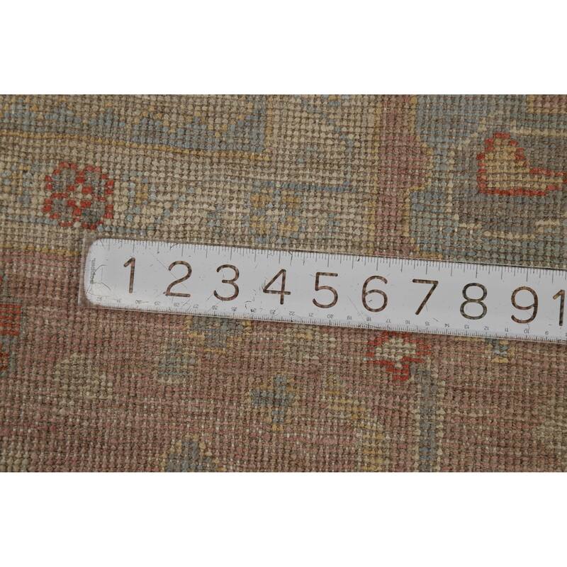 Vegetable Dye Oushak Turkish Area Rug Floral Handmade Wool Carpet - 6'1"x 8'10"