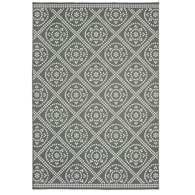 Manchester Grey Ivory Geometric Lattice Outdoor Casual Area Rug