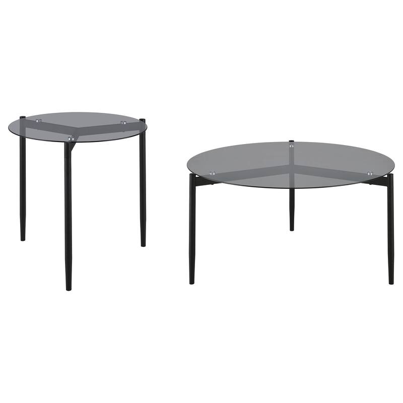 Rosalie Round Coffee And End Table Set Grey