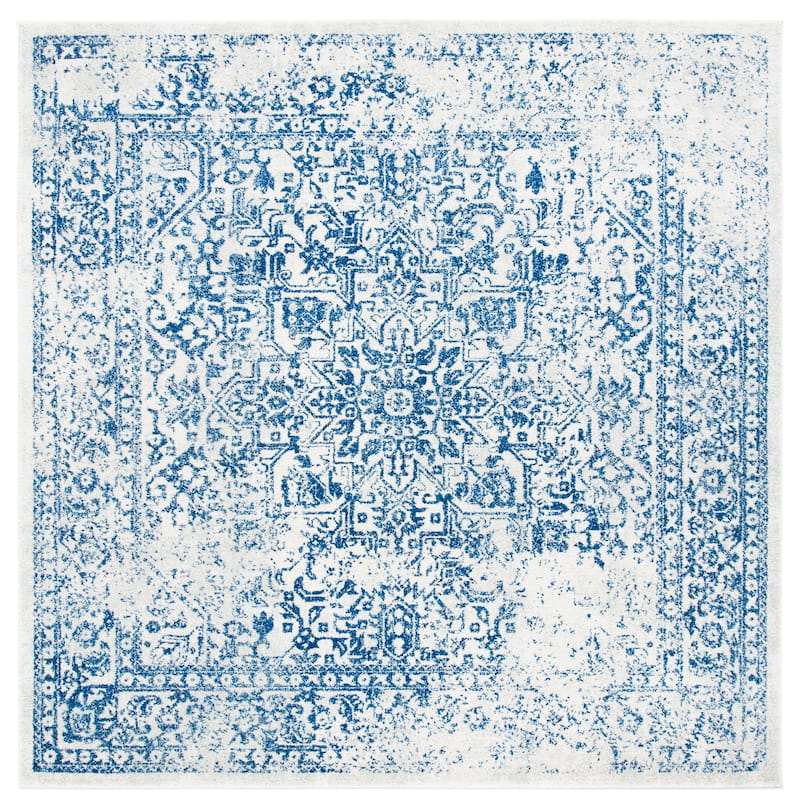 SAFAVIEH Evoke Quinn Vintage Distressed Rug - 6'7" Square - Ivory/Navy - Square