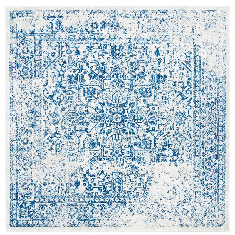 SAFAVIEH Evoke Quinn Vintage Distressed Rug - 6'7" x 6'7" Square - Ivory/Navy