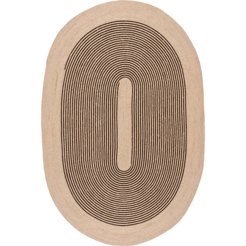 Padma Lakshmi Mysore Hand-Braided Jute Oval Striped Rug