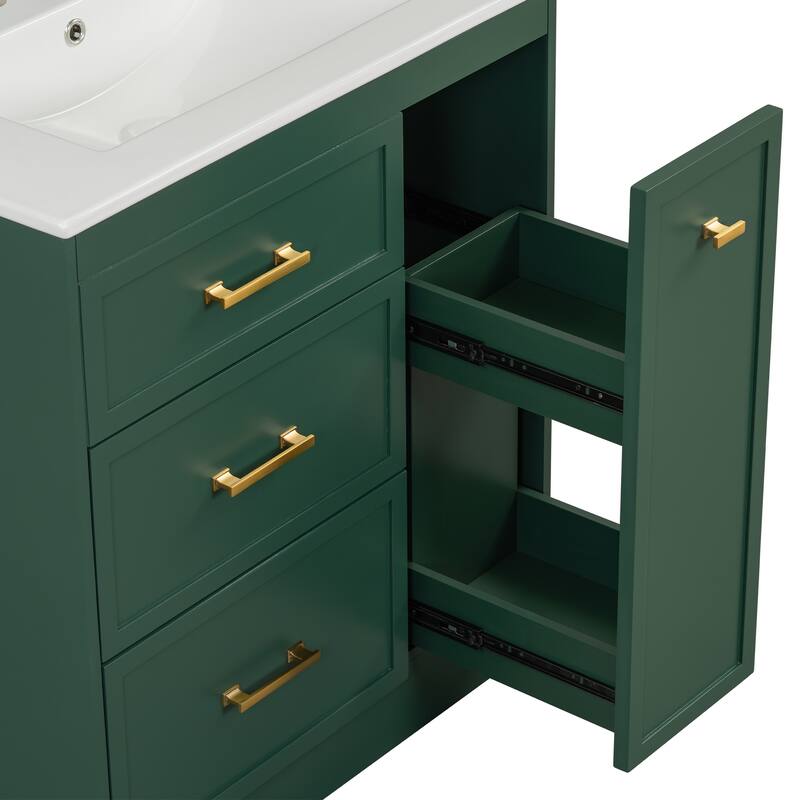 Bathroom Vanity with Sink Combo Set, Bathroom Storage Cabinet with 3 Drawers, Vanity Set with Double-Layer Drawer