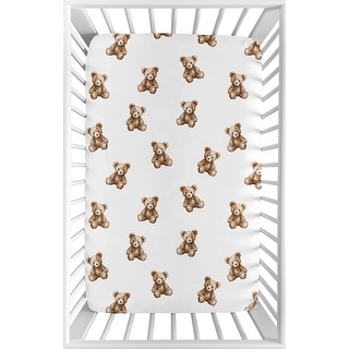 Sweet Jojo Designs Boho Teddy Bear Boy, Girl, Gender Neutral Fitted Mini Portable Crib Sheet -Brown, Classic Wholesome Aesthetic