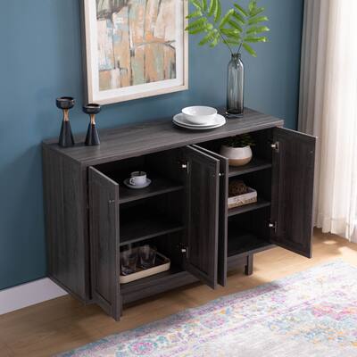 4-Door Storage Coffee Bar Buffet Cabinet with 6 Interior Shelves & Metal Handles