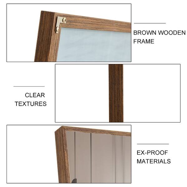 Brown Solid Wood Frame Fulllength Mirror, , Clothing Store, Floor