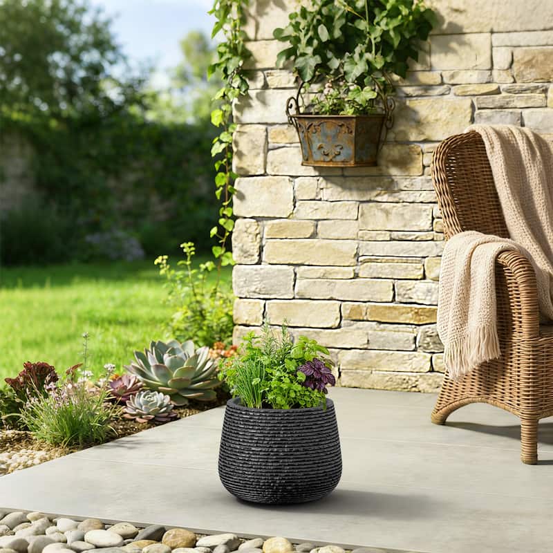 Upgraded Interior Concrete Round Planter with Draiange Holes