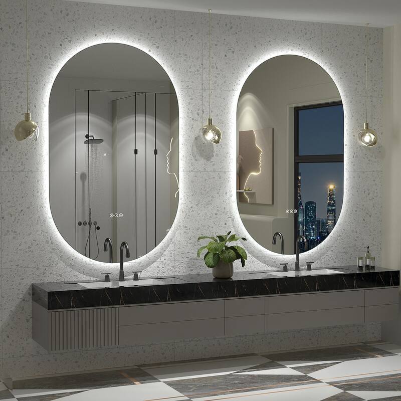 UL Certified Oval LED Lighted Anti-fog Wall Bathroom Vanity Mirror