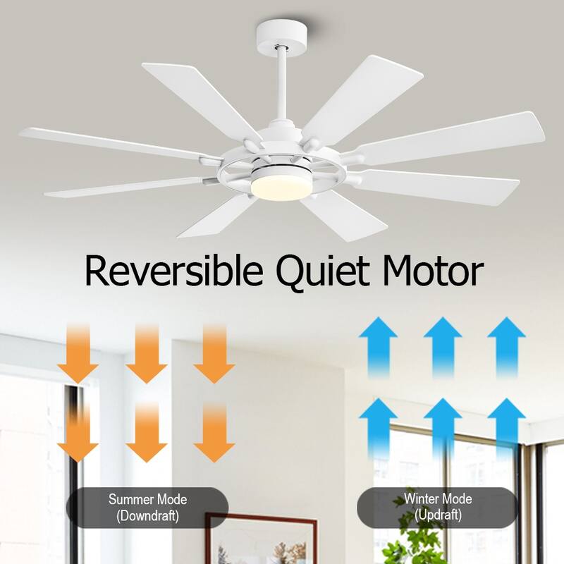 WINGBO 80-inch 8-Blades Indoor DC Motor Ceiling Fan With LED Light and Remote Control