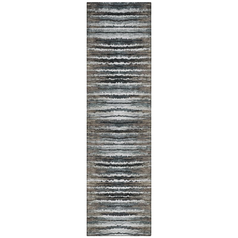 Machine Washable Indoor/ Outdoor Chantille Jagged Stripes Rug