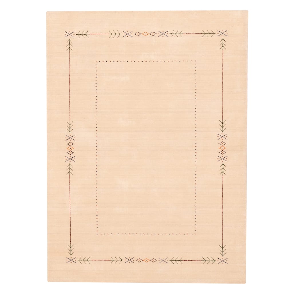 ECARPETGALLERY Hand Loomed Kashkuli Gabbeh Ivory Wool Rug - 5'1 x 7'0