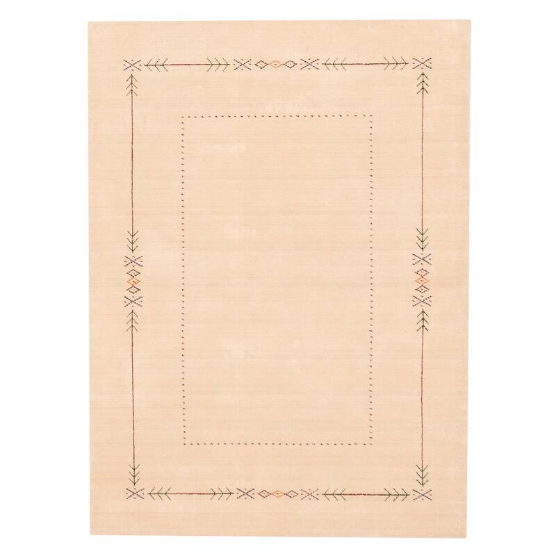 ECARPETGALLERY Hand Loomed Kashkuli Gabbeh Ivory Wool Rug - 5'1 x 7'0