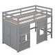 preview thumbnail 26 of 36, Wood Twin Size Loft Bed with Built-In Storage Wardrobe and 2 Windows