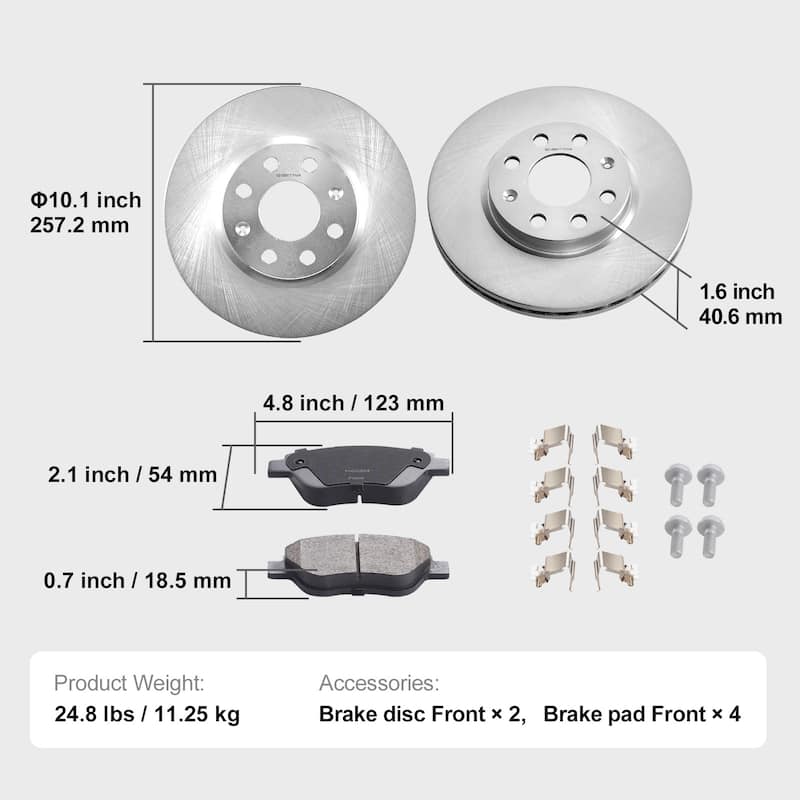 Front and Rear Brake Kit Drilled and Slotted Brake Rotors Ceramic Brake Pads Replacement