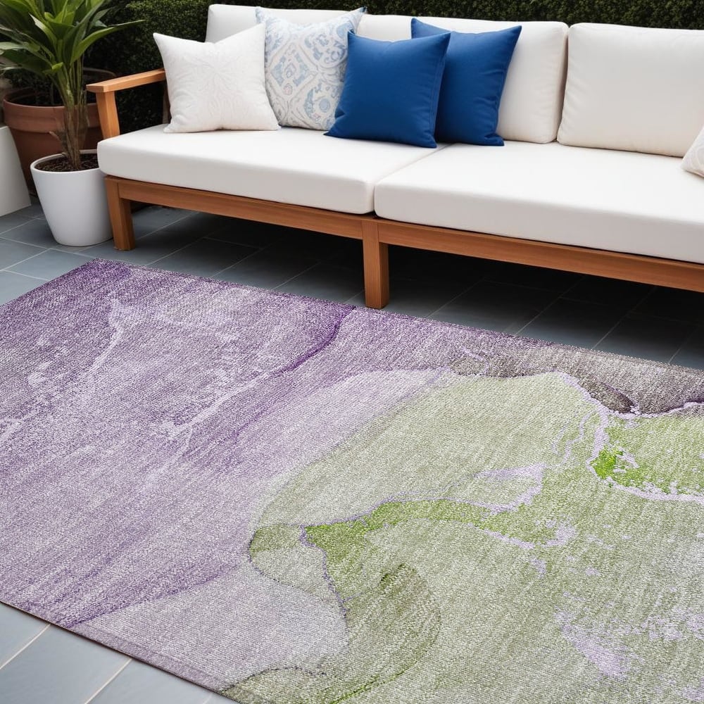 Almisi Contemporary Abstract Weather Resistant Blended Style Outdoor Rug