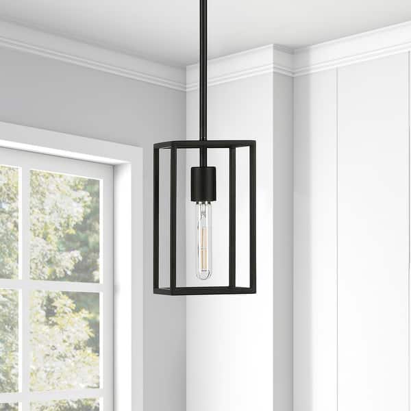 slide 2 of 23, Cuadro 1-light Modern Geometric Square Metal Frame Pendant Fixture Black